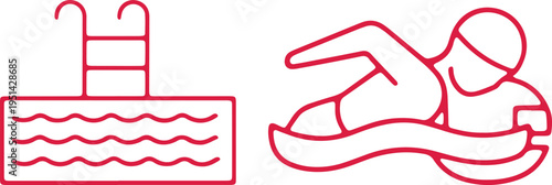 Swimmer entering pool and diving underwater