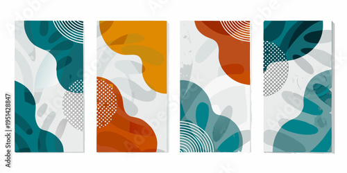 Abstract botanical wall art with flowing shapes and muted colors