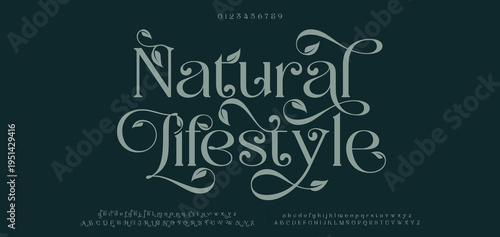 Natural Lifestyle Elegant alphabet letters font and number. Classic Lettering Minimal Fashion Designs. Typography fonts regular uppercase and lowercase. vector illustration