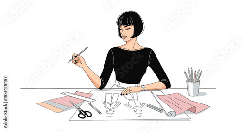 Female Artist Working on Creative Project.