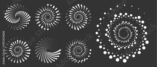 Abstract PNG circle with scattered halftone dots. Dynamic radial patterns convey movement. Perfect for digital art or web banners.
