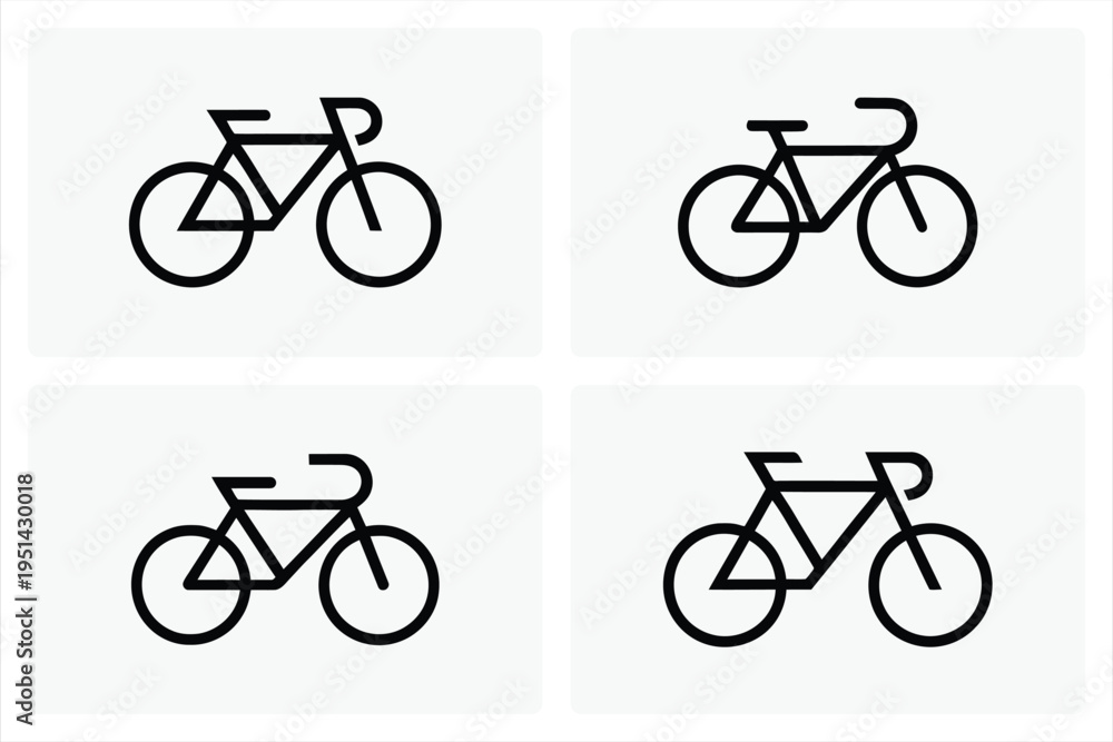 Fototapeta premium Bicycle simple line art collection logistics branding vector icon