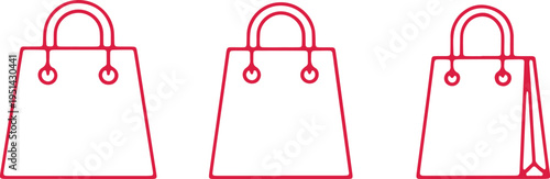 Three shopping bags with different styles of handles and base designs displayed side by side