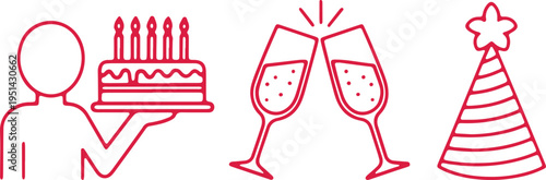 Celebration icons featuring birthday, toast, and party hat symbols