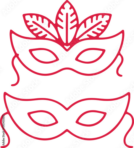 Elegant venetian masks adorned with decorative foliage atop each other