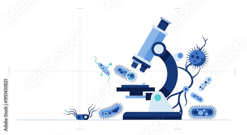 Microscope Examining Bacteria and Viruses in Scientific Research Laboratory