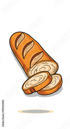 Freshly Baked Loaf of Bread Slices.