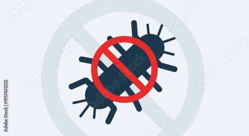 No Bugs Allowed Sign: Insect Pest Control, Antivirus Protection, Digital Security Concept