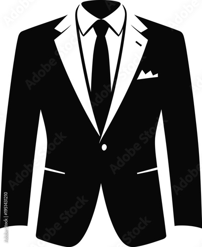 Elegant black suit with white vest and tie for formal occasions
