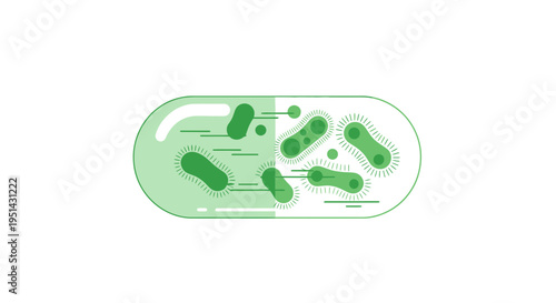 Probiotic capsule with good bacteria, healthy gut microbiome, digestion, and immunity concept