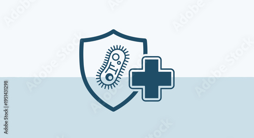Shield protecting against bacteria and virus, medical healthcare concept