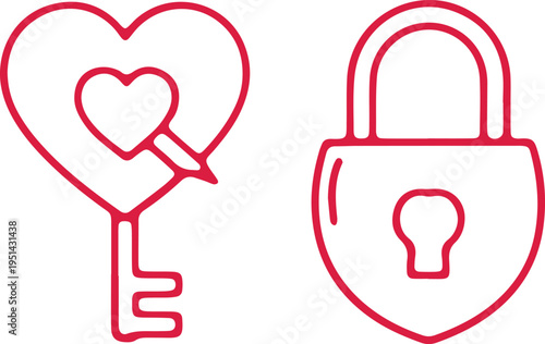 Symbolic representation of love and security with a key and heart inside a lock