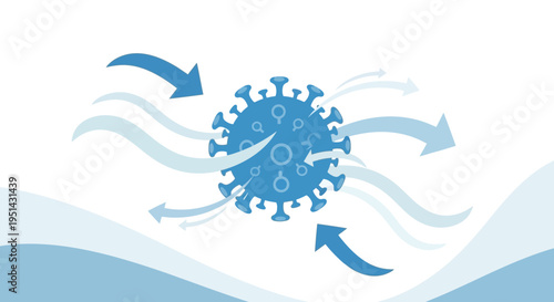 Virus Spreading Through Air, Covid-19 Transmission Concept, Microbe in Wind