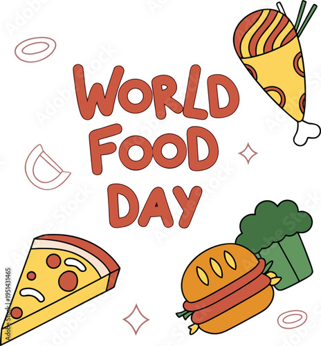 Vibrant Food Celebration Artwork Featuring Various Dishes for World Food Day.