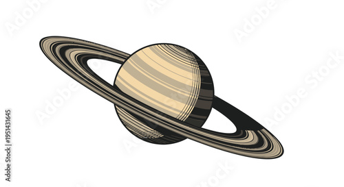 Saturn Planet with Rings Illustration Art.
