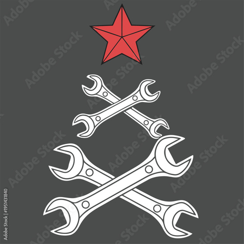 Unique Holiday Decor Featuring Wrench Christmas Tree Art.