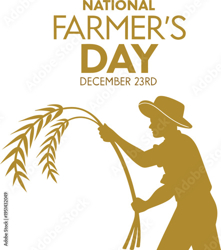 Modern National Farmer?s Day Design with Elegant Gold Accents.