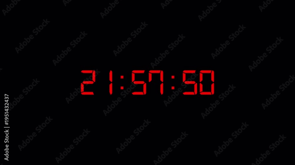 24 hours countdown timer animation in one minute on a transparent ...