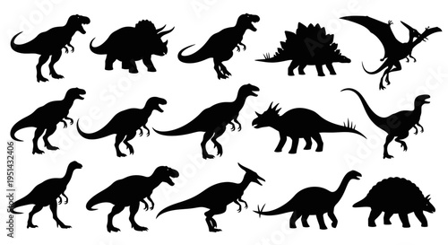 Diverse Dinosaur Silhouettes Collection: Jurassic, Cretaceous, Prehistoric Creatures