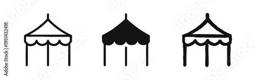 Circus tent vector icon set, carnival, fair, festival, entertainment, event, party and show symbol