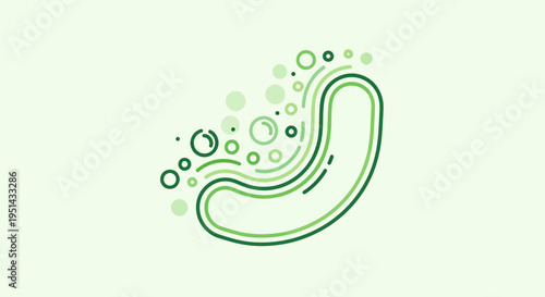 Abstract green bacteria or cell illustration with bubbles on light green background