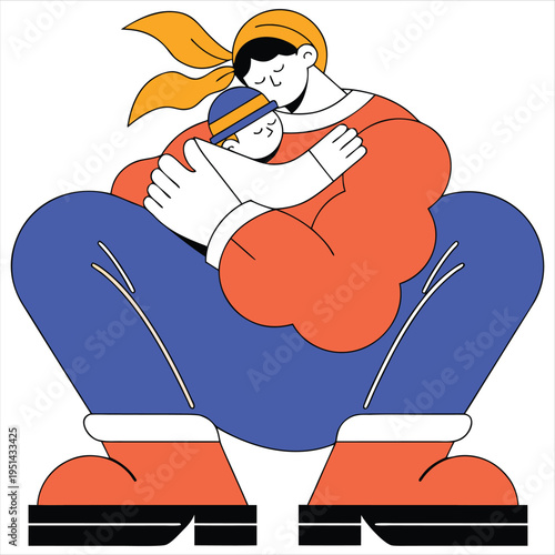 Mother hugging baby tightly, showing love and affection, family concept, close bond