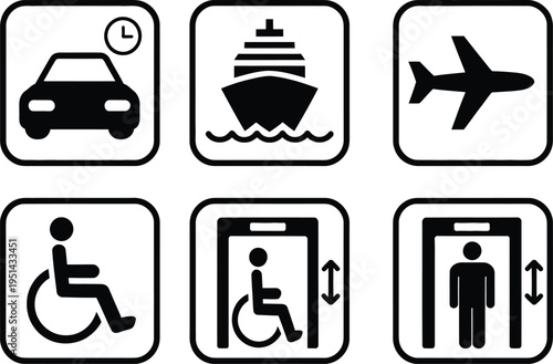 Icons representing various transportation and accessibility services