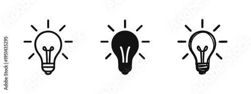 Light bulb icons set. Idea, innovation, and creative inspiration symbols in various styles.