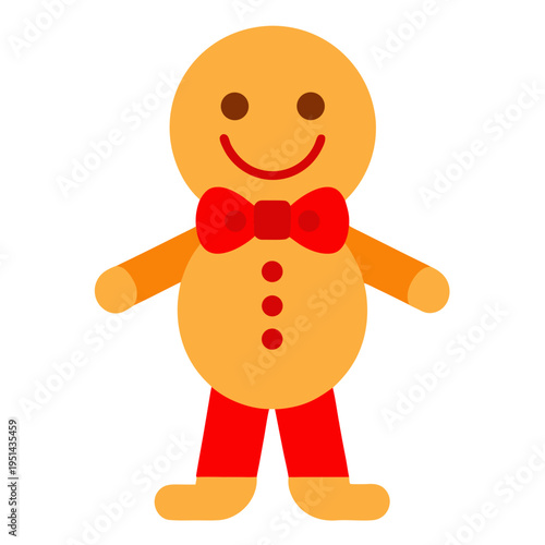 Vector gingerbread man icon with bow tie