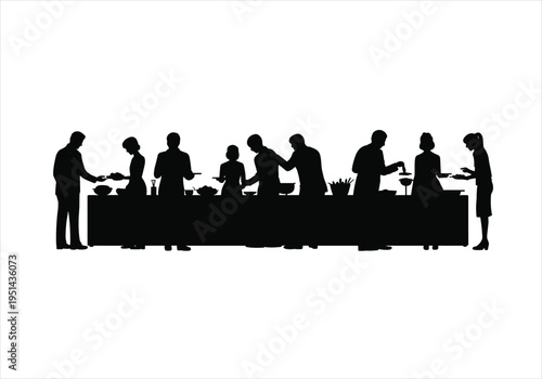 Silhouettes of business meeting participants sitting on a bench