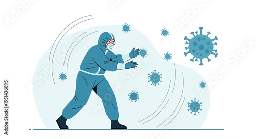 Doctor in protective suit fighting coronavirus, pandemic, virus outbreak, medical protection