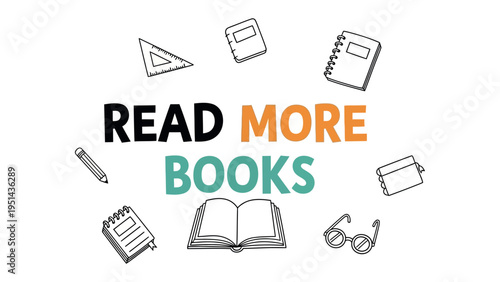 Enlightening Words: Inspire the joy of reading, a captivating composition features an open book and associated education objects. Perfect for promoting the love of learning and expanding horizons.