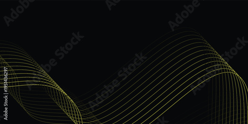 Black abstract backround with yellow curve line for backdrop. vector pattern wave style eps10