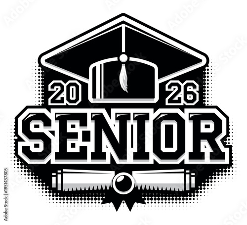 Lettering Senior Class of 2026 for greeting, invitation card. Text for graduation design, congratulation event, T-shirt, party, high school or college graduate. Vector on transparent background