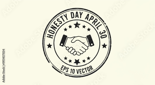 Honesty day april 30th eps 10 vector handshake logo with stars and text