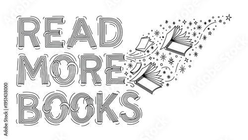 Read More Books Typography: Captivating typographic design that visually communicates the enriching essence of literature, a celebration of the boundless world offered within each book.