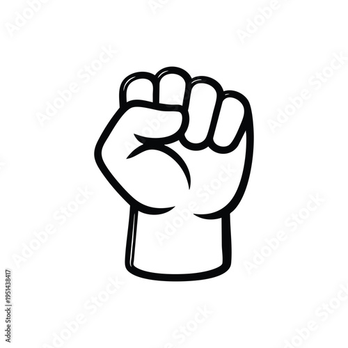 Black and white vector clenched fist gesture symbol of power strength protest and solidarity