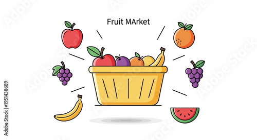 Fresh Fruit Basket with Various Fruits.