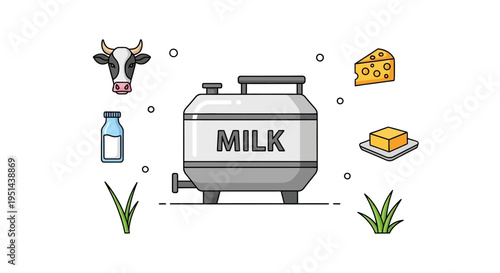 Milk Can Dairy Product Illustration.