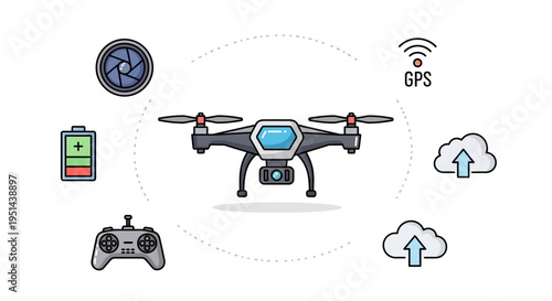 Drone with controller and GPS technology.