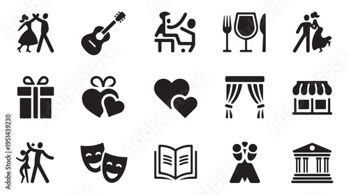 Wedding celebration icons for invitation and event design vector