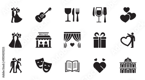 Wedding celebration icons for invitation and event design vector