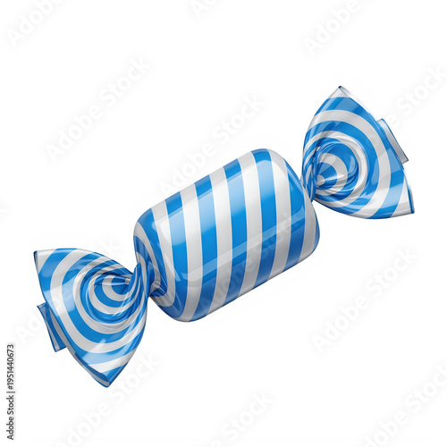 A blue and white striped wrapped candy isolated on transparent background