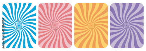 Swirl groovy line patterns, psychedelic sun beam vector background, abstract retro burst texture, funky radial disco trippy design, colorful illustration