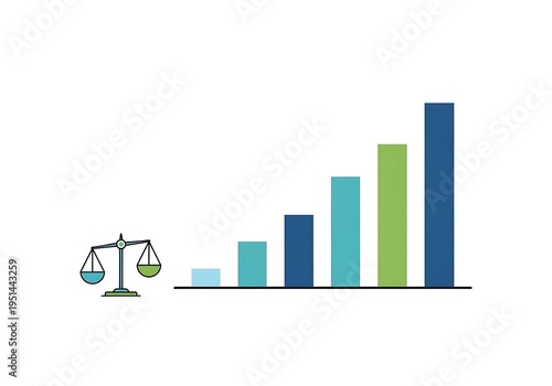 A bar graph and a scale isolated on white background