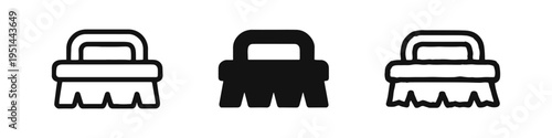 Cleaning Scrub Brush and Hygiene Tool Icon Set in Outline, Glyph, and Doodle Styles