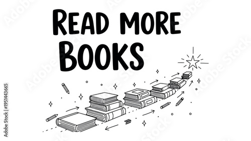 The Journey of Knowledge: An illustrated path of books, guiding the way to endless discovery, inviting the viewer to Read More Books. 