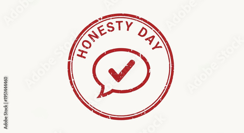 Honesty day symbol with red checkmark in speech bubble on white background signifying truth and integrity
