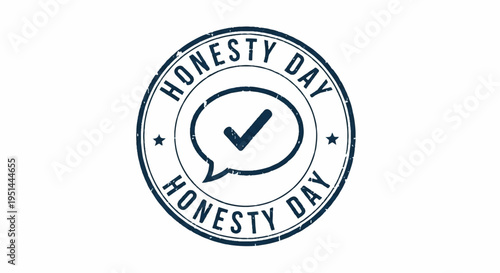 Honesty day logo with checkmark in speech bubble on white background symbolizing truth and integrity