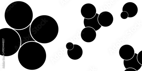 Set of Multiple circle photo collage template vector illustration. black and white picture wall album for abstract background, business, collage art and brush, digital photo, papers and stationary.